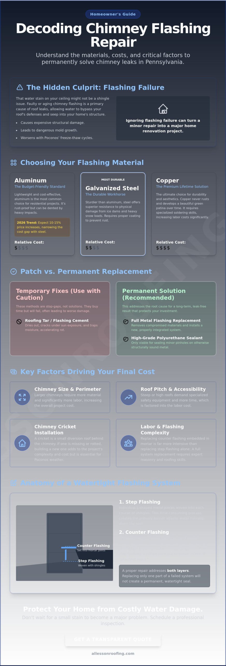 Cost to Repair Chimney Flashing: 2026 Price Guide for PA Homeowners