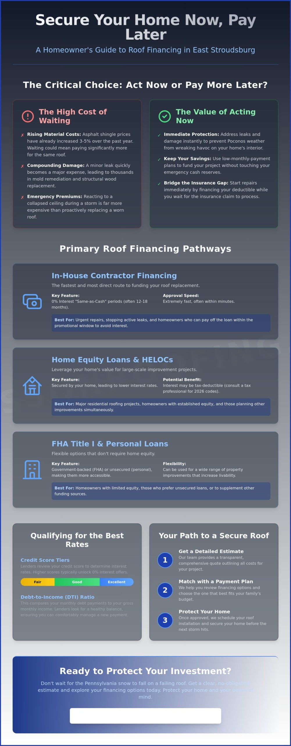 Roof Financing Options in East Stroudsburg: A 2026 Homeowner’s Guide