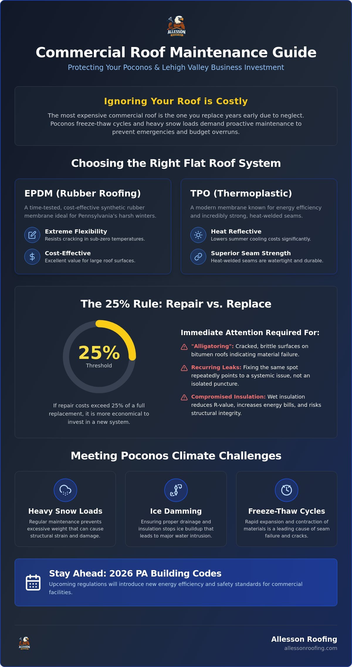 Commercial Roof Maintenance in the Poconos: A 2026 Business Owner’s Guide